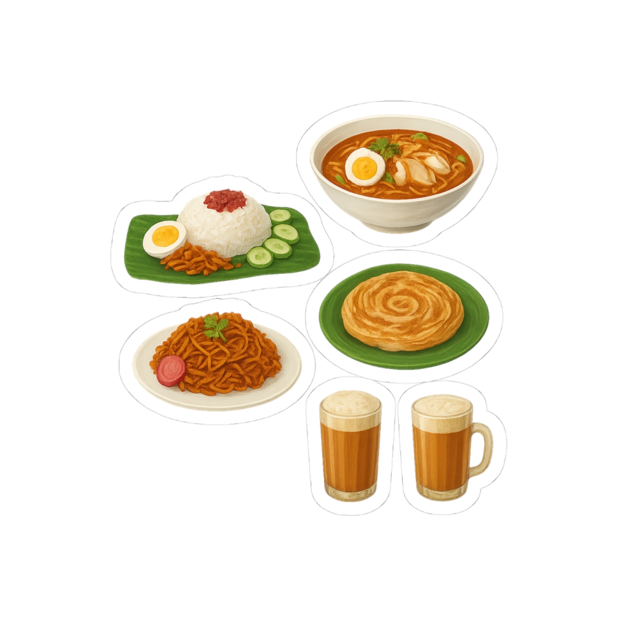 Singapore and malaysian food Sticker pack - Official stickers merchandise