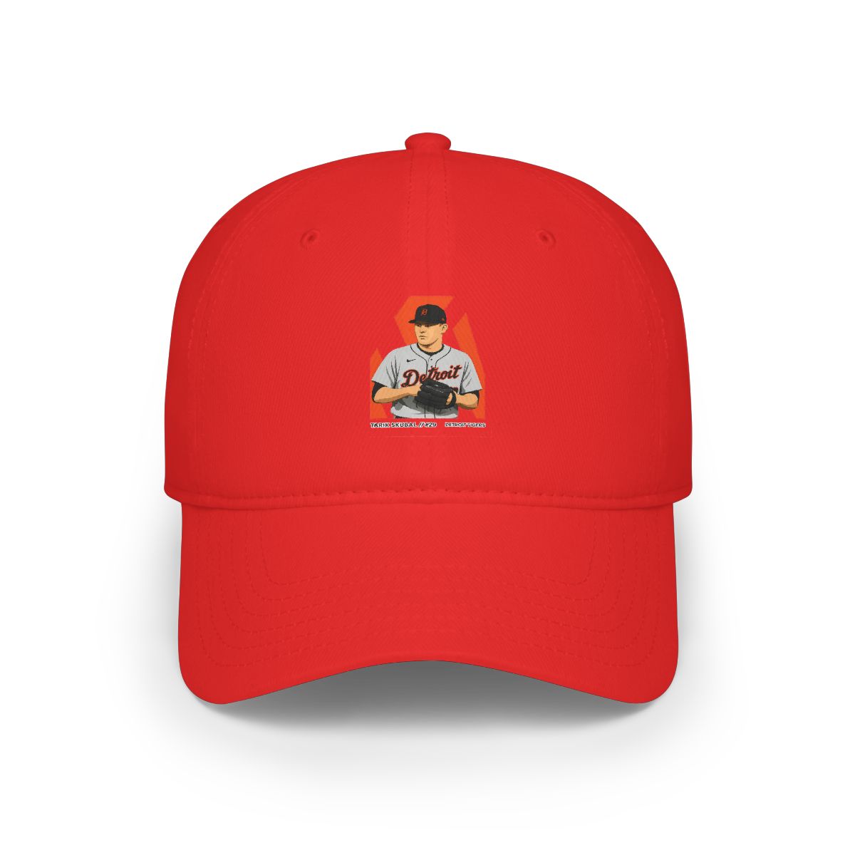 A digital print of a baseball player in a Detroit Tigers uniform. The player wears a Hat - Official hats merchandise